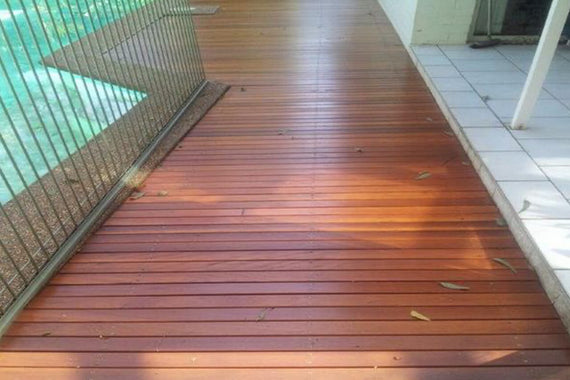 Pool Deck Constructed with Turpentine Hardwood